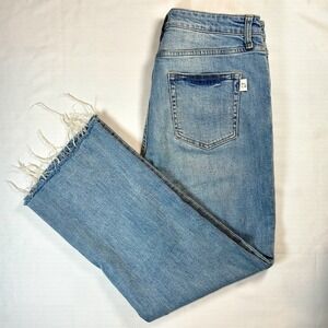 Oliver Logan Jeans Womens 31 Light Wash Aberdeen Wide Leg Crop Raw Hem Stretch